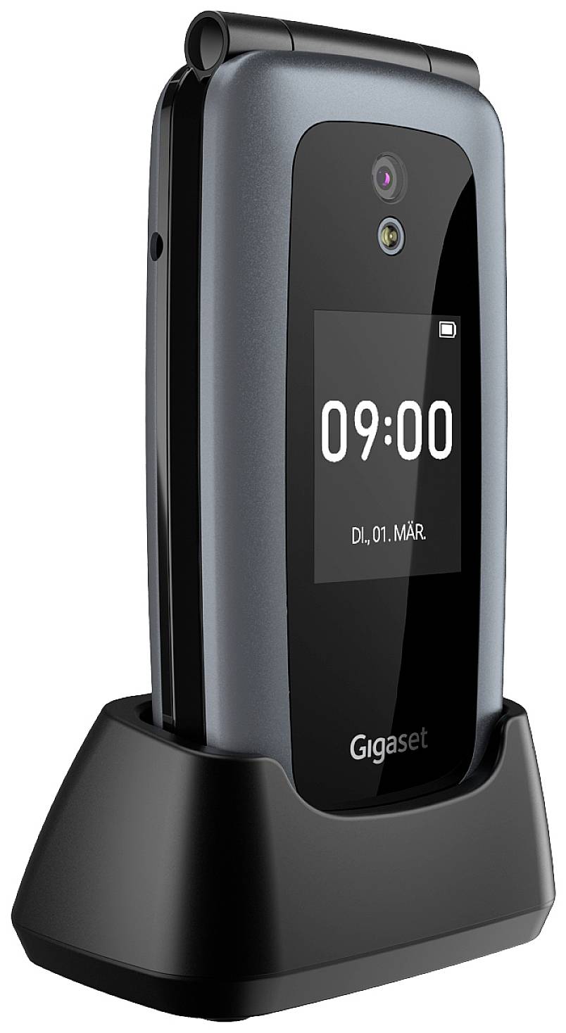 Gigaset GL7 Senioren-Klapp-Handy SOS Taste Titanium Grey