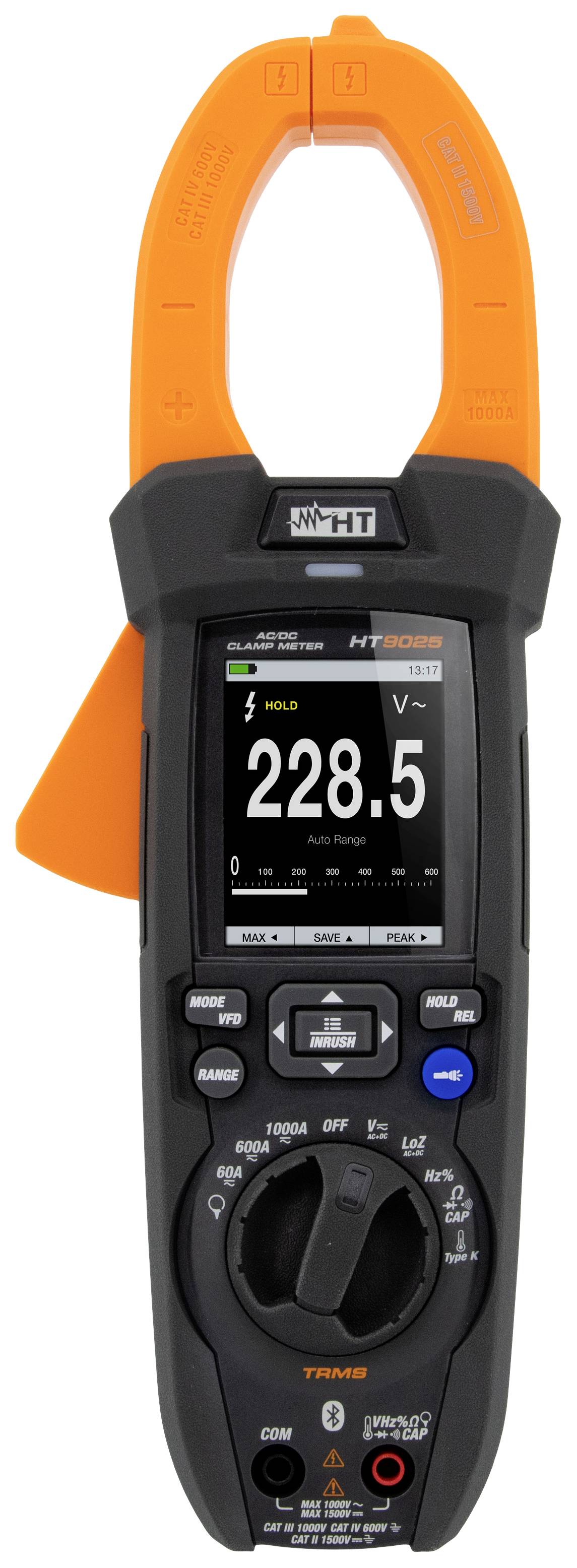 HT Instruments HT9025 Stromzange digital CAT III 1000 V, CAT IV 600 V, CAT II 1500 V Anzeige