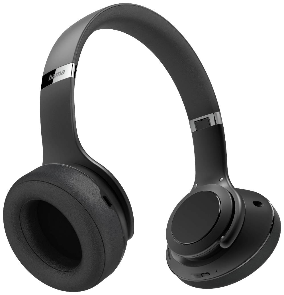 Schwarze drahtlose Over-Ear-Kopfhörer mit gepolsterten Ohrmuscheln und einem verstellbaren Bügel, geeignet für Musik und Anrufe.