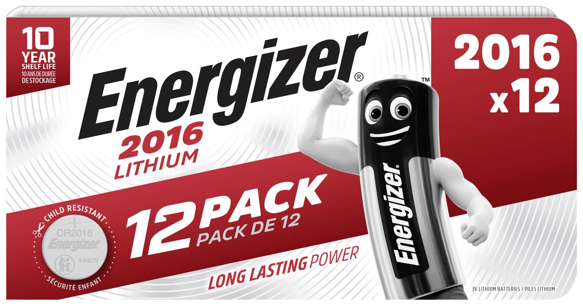 Energizer Knopfzelle CR 2016 3V 12 St. 90 mAh Lithium
