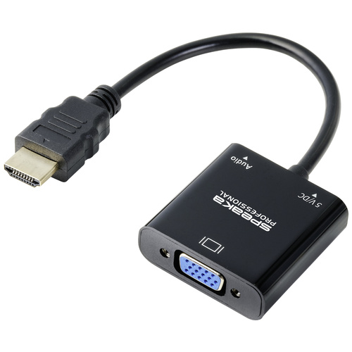 SpeaKa Professional SP-10352148 HDMI / VGA Adapter [1x HDMI® - 1x VGA] Schwarz Standard HDMI 0.15 m
