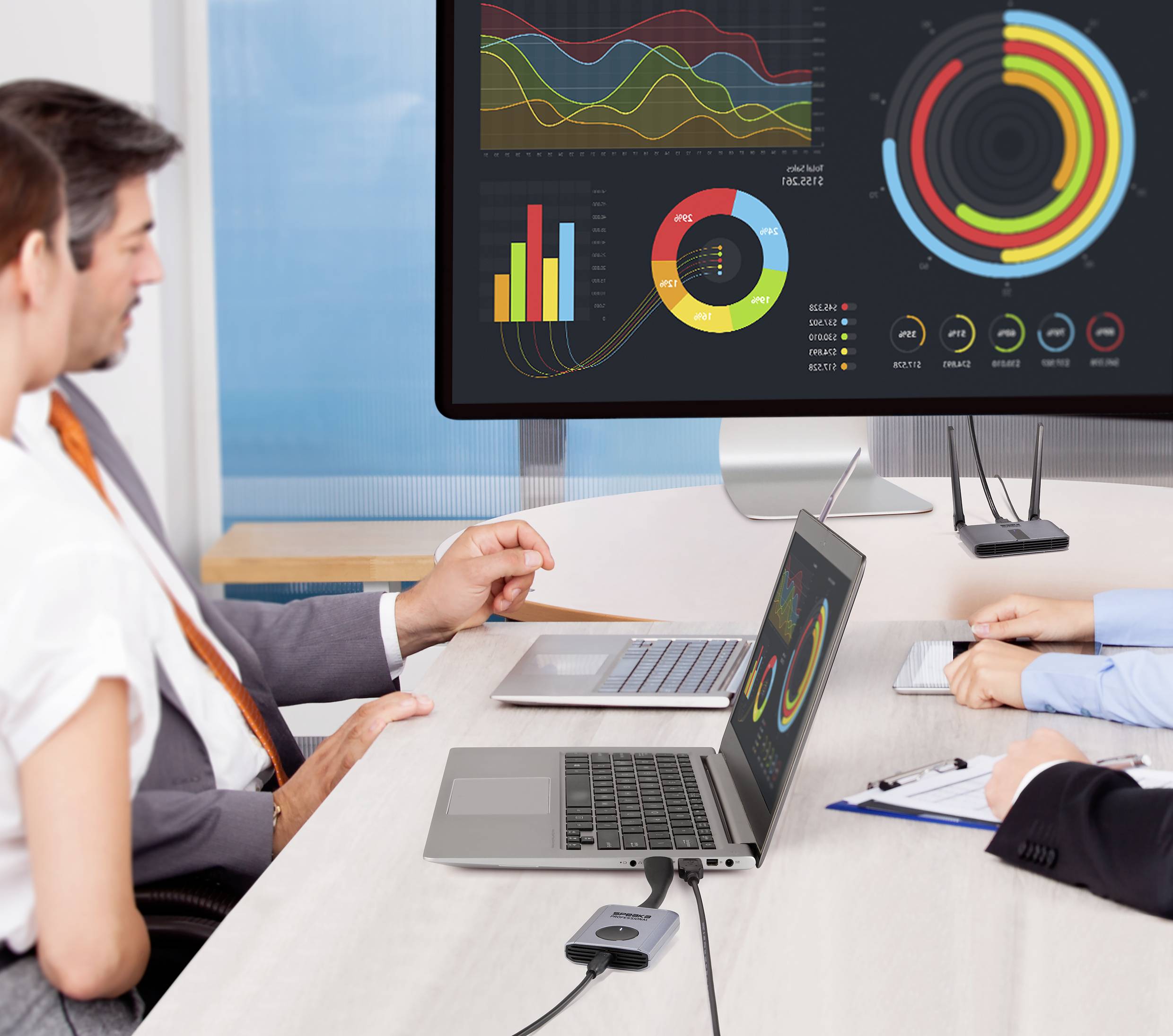 SpeaKa Professional SP-WTR-400 HDMI-Funkübertragung (Set) 30m 2.4GHz, 5GHz 1920 x 1080 Pixel Sichere Funkübertragung