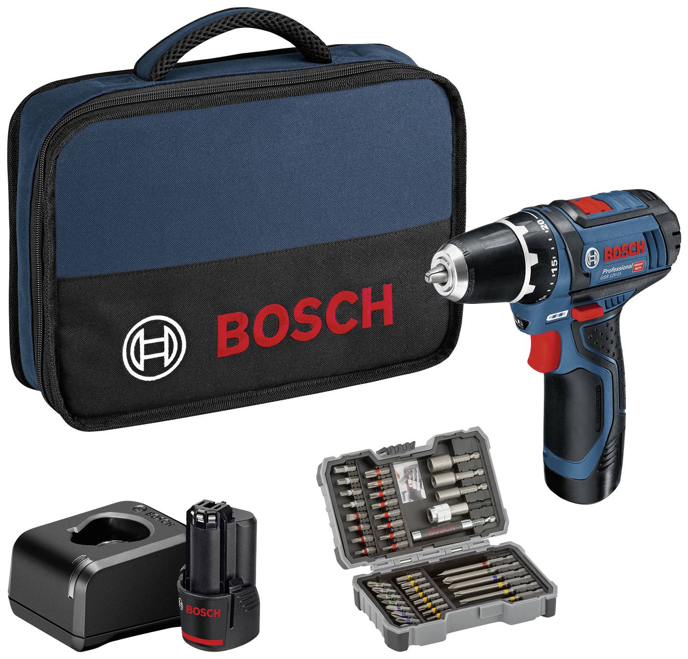 Bosch PB_ST GSR 12V-15 0615990K9B Akku-Schrauber 12 V 2.0 Ah Li-Ion inkl. 2. Akku, inkl. Ladegerät