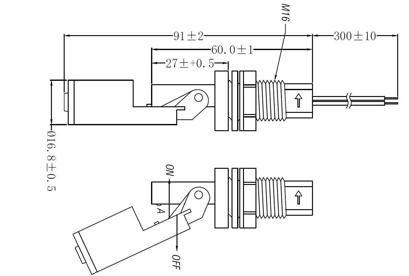 TRU COMPONENTS SE-VIW-M16-H Niveauschalter 250 V/AC 1A 1 Schließer, 1 Öffner IP65 1St.