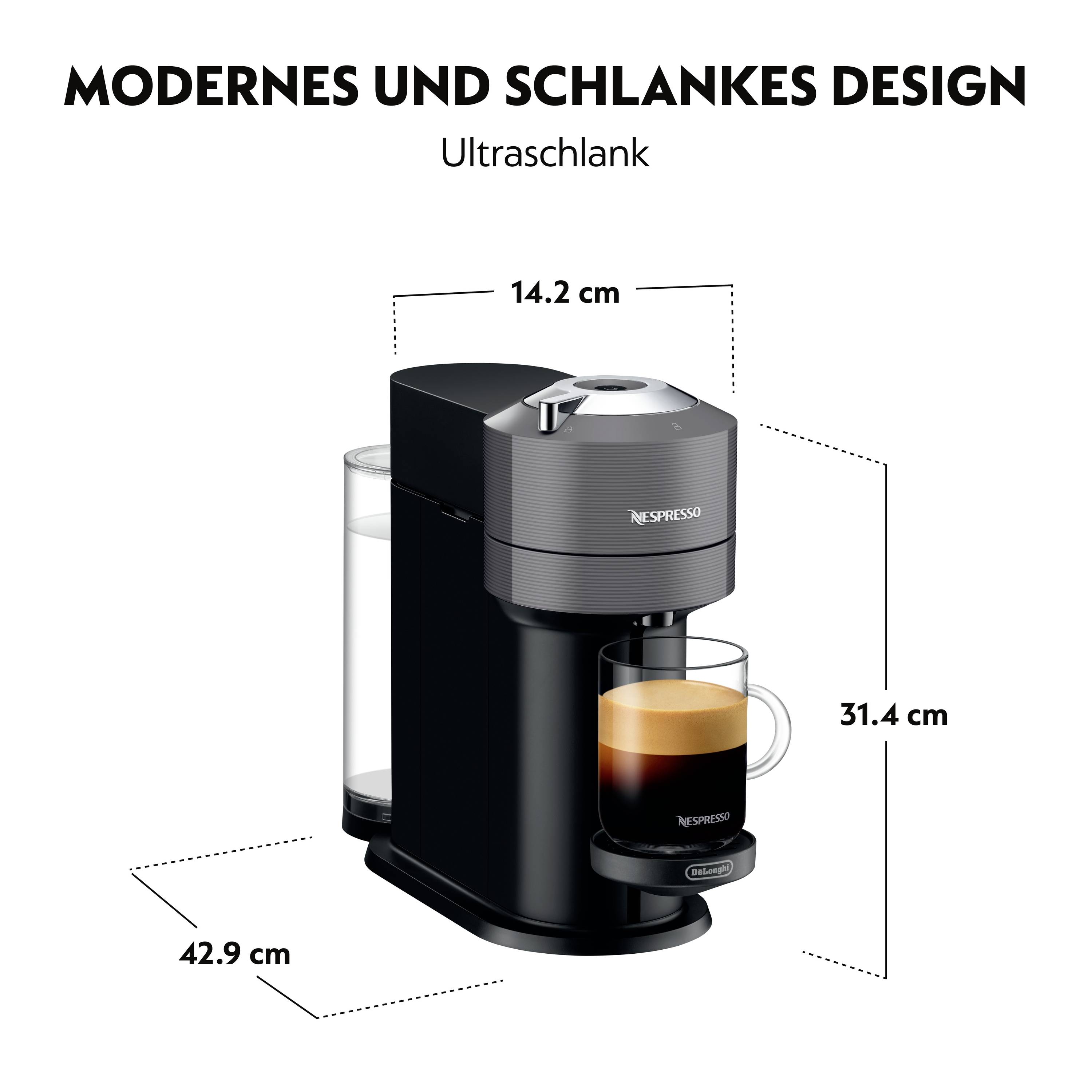 DeLonghi MC DE DL-NESPRESSO ENV120.GYAE FXHU 0132192010 Kapselmaschine Dunkelgrau (matt), Schwarz mit Aeroccino