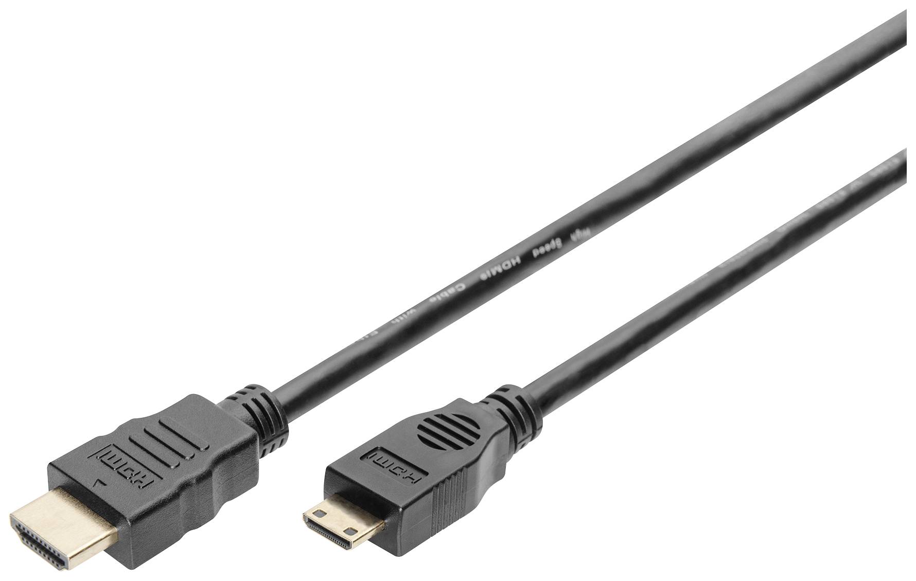 Digitus HDMI Anschlusskabel HDMI-Mini-C Stecker, HDMI-A Stecker 2.00 m Schwarz DB-330106-020-S Audio Return Channel, Flexibel, Rund, 4K UHD
