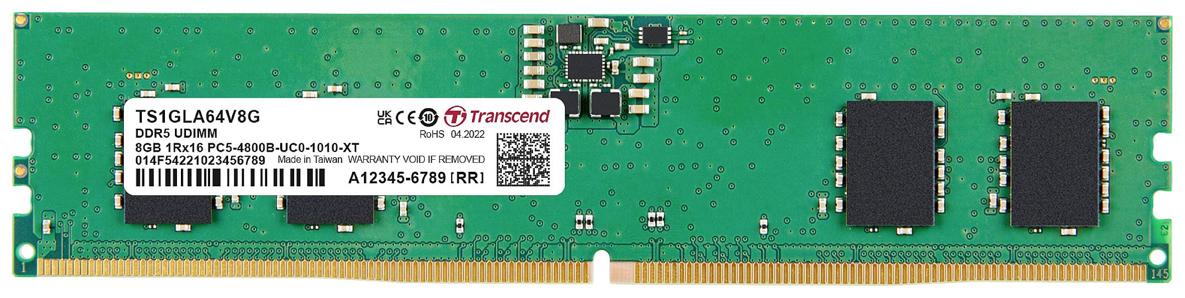 Transcend PC-Arbeitsspeicher Modul DDR5 8 GB 1 x 8 GB 4800 MHz 288pin DIMM CL40 TS1GLA64V8G