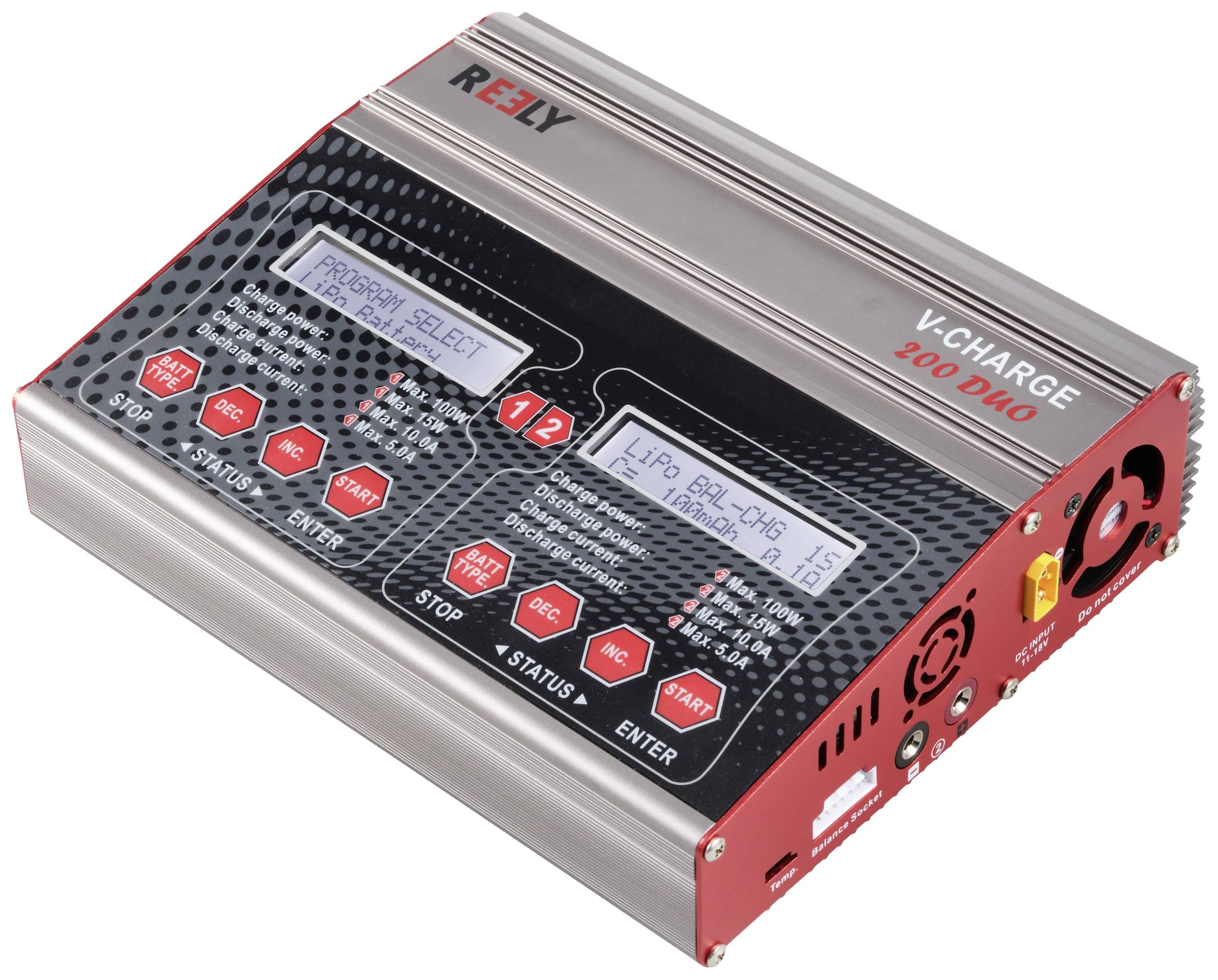 Reely V-Charge 200 Duo Modellbau-Multifunktionsladegerät 12 V, 230 V 10 A NiMH, LiPo, LiIon, LiHV, Blei-Calcium, Blei-Säure