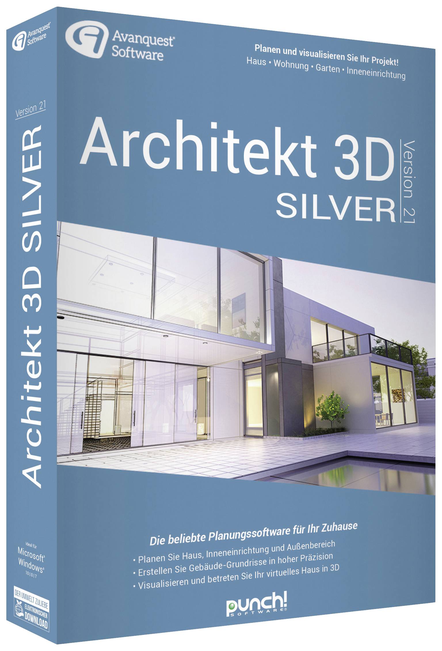 Avanquest 1067228 Architekt 3D 21 Silver (Code in a Box) Vollversion, 1 Lizenz Windows 3D-Software
