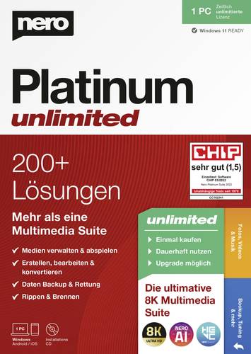 Nero Platinum Unlimited Vollversion, 1 Lizenz Windows Brenn Software  - Onlineshop Voelkner