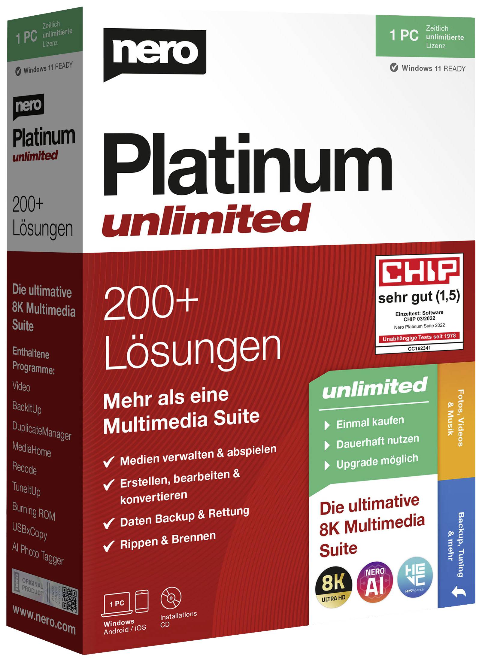 Nero Nero Platinum Unlimited Vollversion, 1 Lizenz Windows Brenn-Software