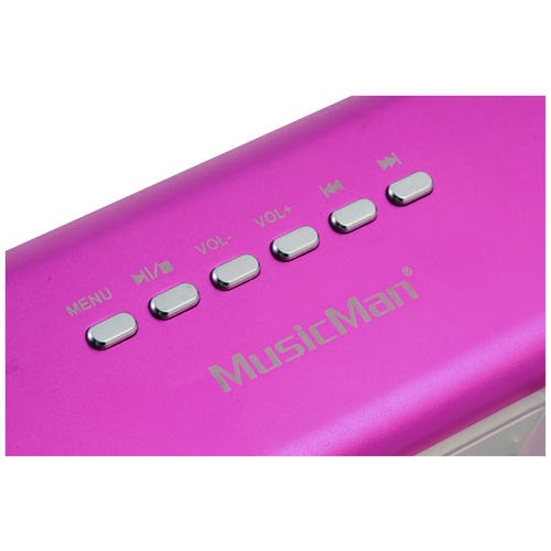 Music Man MA Display pink Mini Lautsprecher AUX, FM Radio, SD, tragbar, USB Pink (metallic)