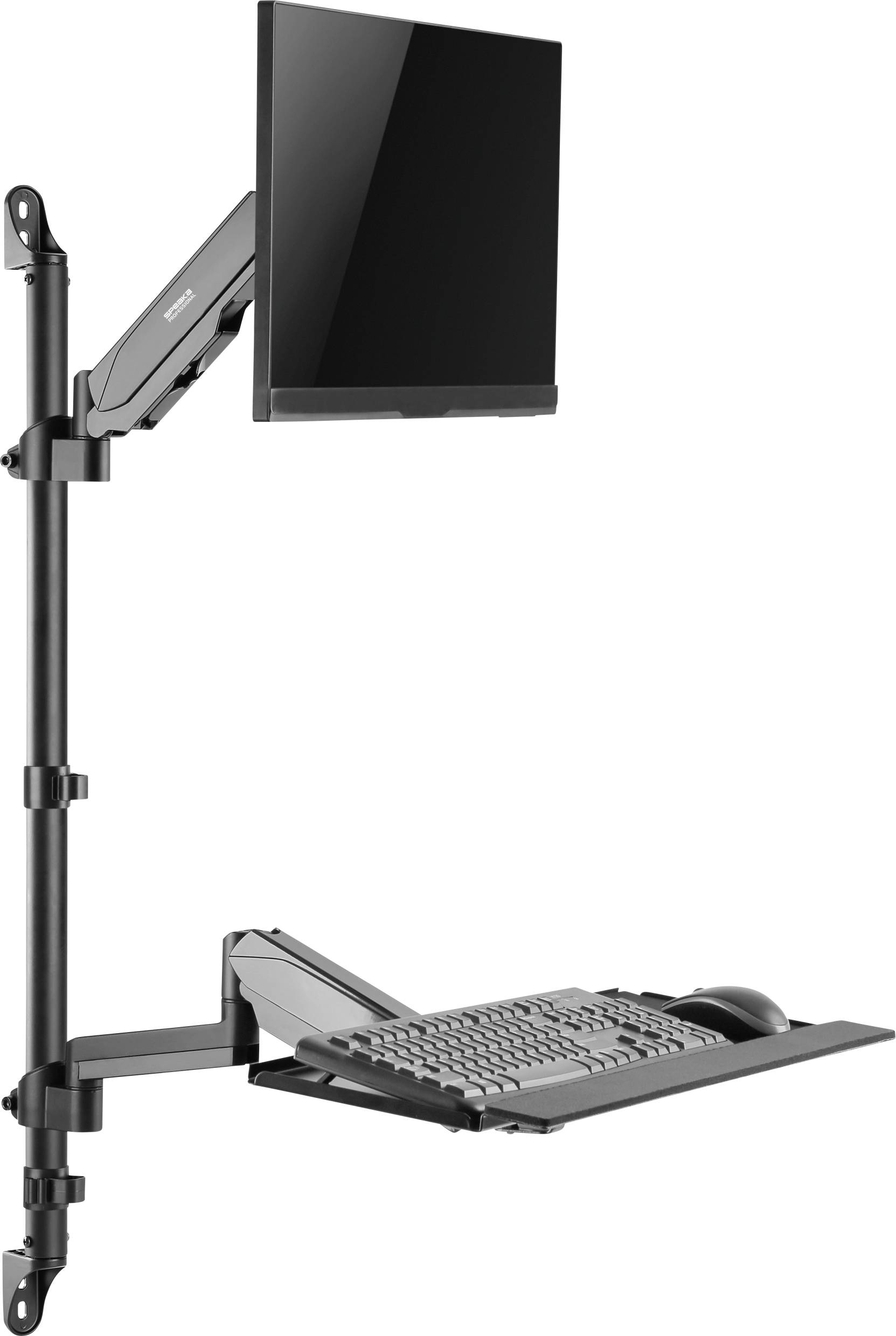 SpeaKa Professional SP-MM-710 1fach Monitor-Wandhalterung 33,0cm (13") - 68,6cm (27") Schwarz Höhenverstellbar, Drehbar