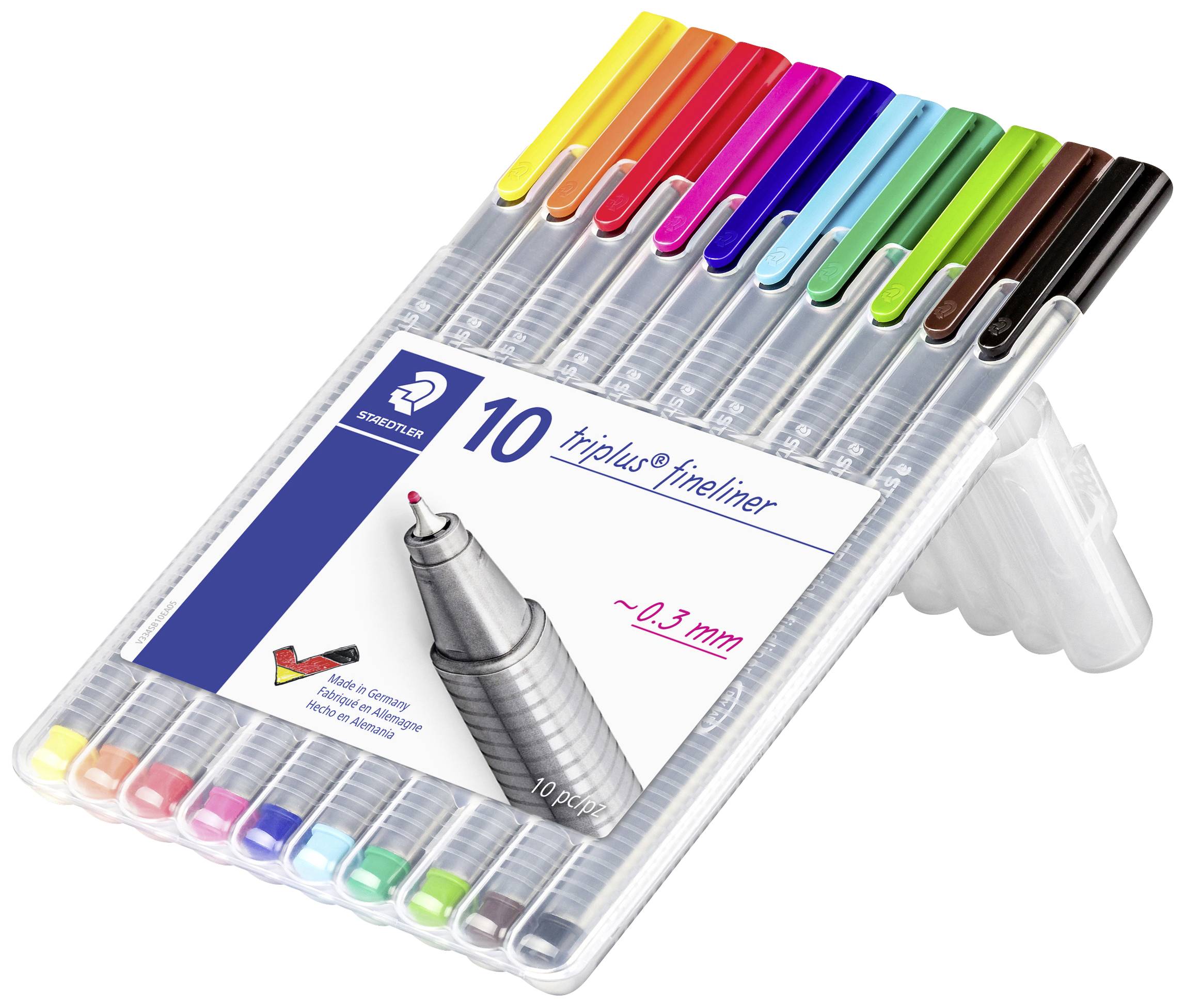 STAEDTLER triplus - Fineliner - wasserbasierte Tinte - 0.3 mm - extrafein (Packung mit 10)