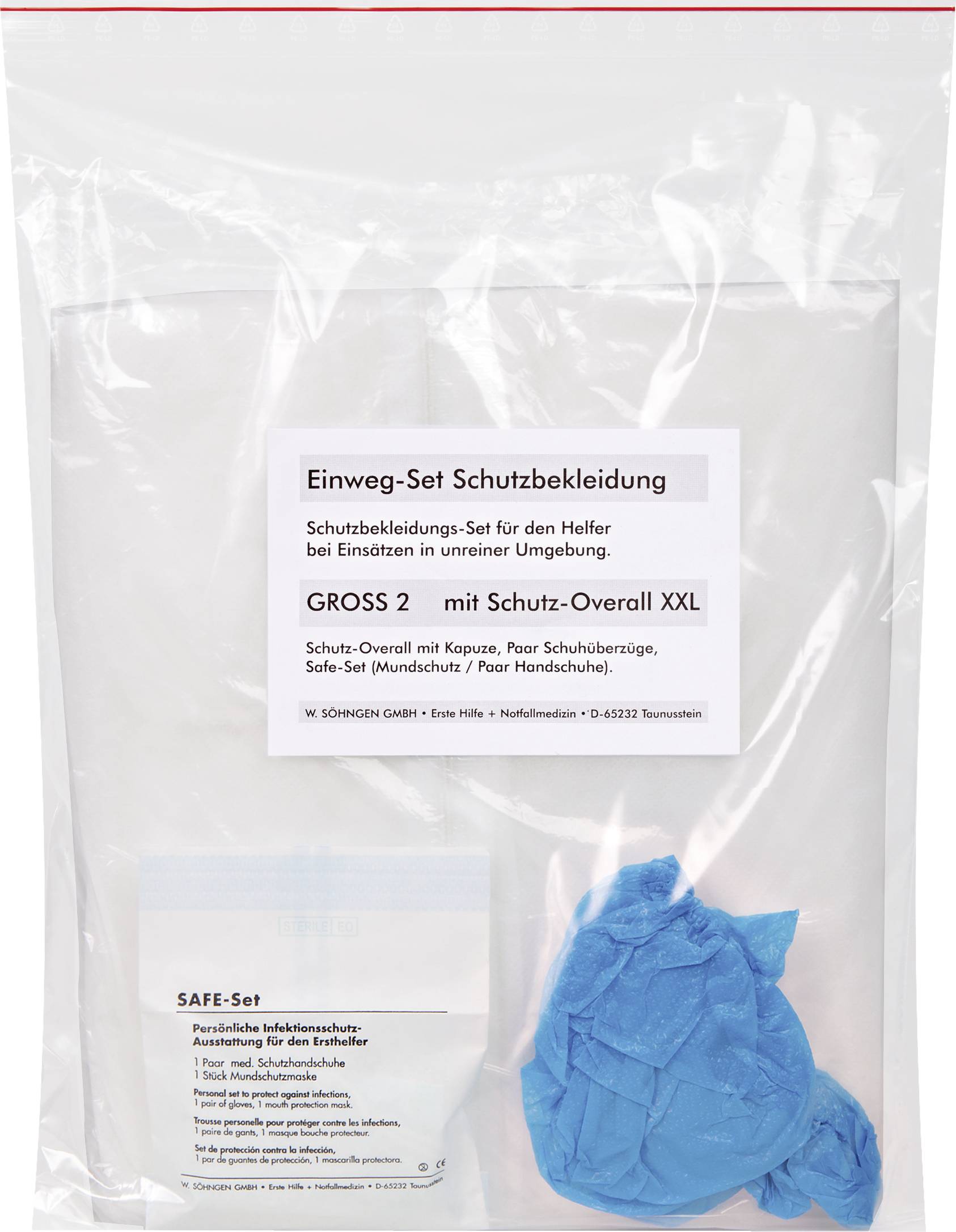 Söhngen 1005179 Einweg-Set Schutzbekl. mit Overall Kleider-Größe: XXL Weiß