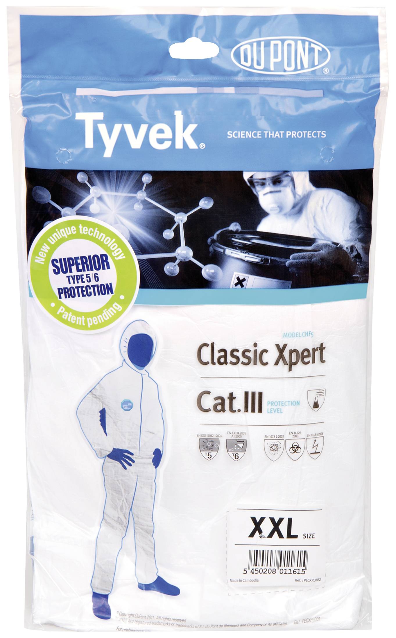 Tyvek Dupont 1005276 ClassicXpert Schutzoverall Kleider-Größe: XXL Weiß