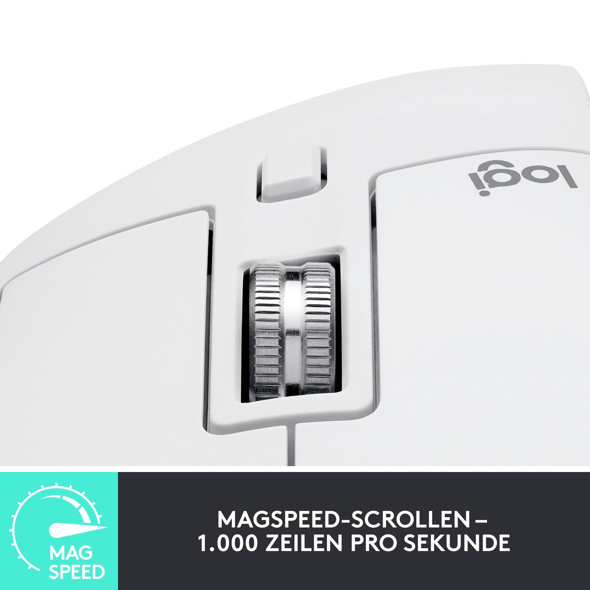 Schaltrolle einer Computermaus mit der Aufschrift MAGSPEED-SCROLLEN - 1.000 ZEILEN PRO SEKUNDE.