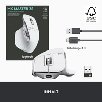 Logitech MX Master 3S Ergonomische Maus Bluetooth®, Funk Optisch Hellgrau 7 Tasten 8000 dpi Abnehmb Logitech MX Master 3S Ergonomische Maus Bluetooth®, Funk Optisch Hellgrau 7 Tasten 8000 dpi Abnehmb