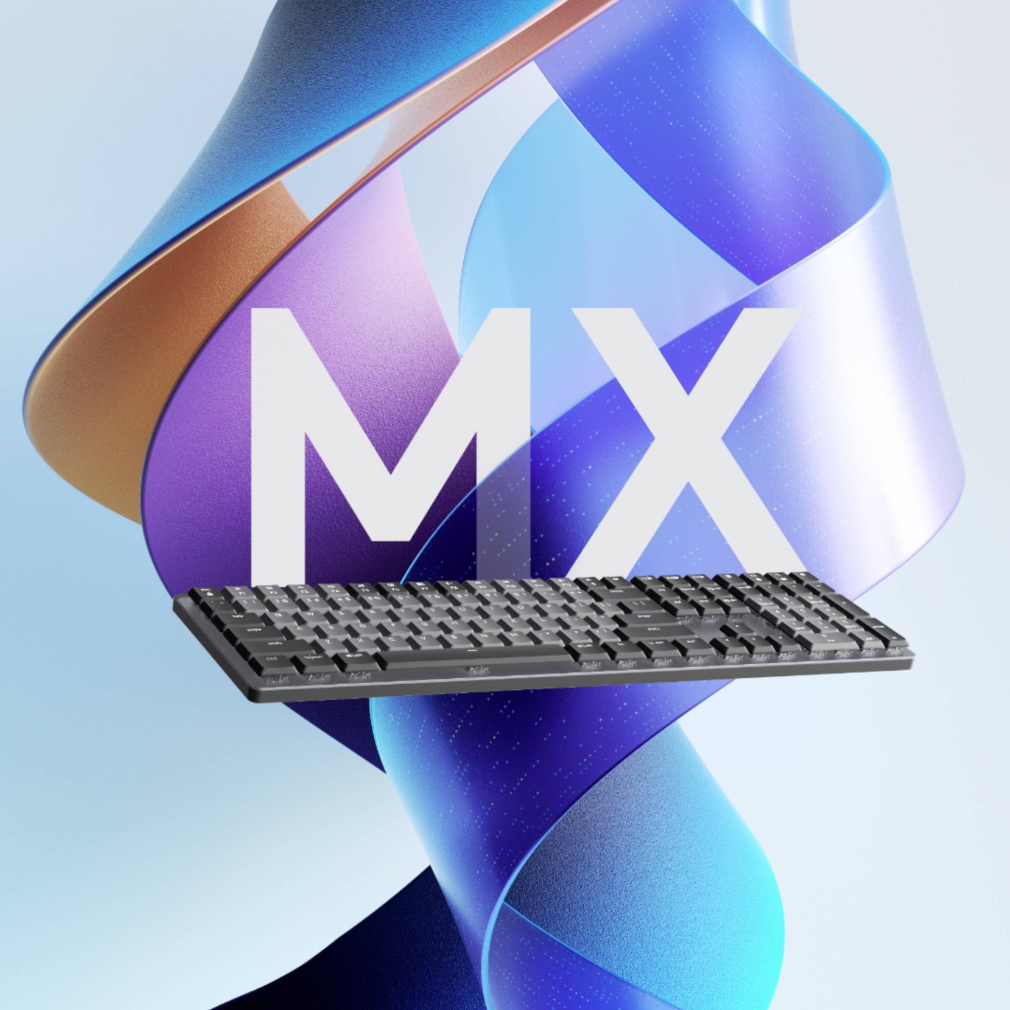 Tastatur mit transparentem Muster im Hintergrund. Darstellung von Technologie mit modernem und ästhetischem Design.