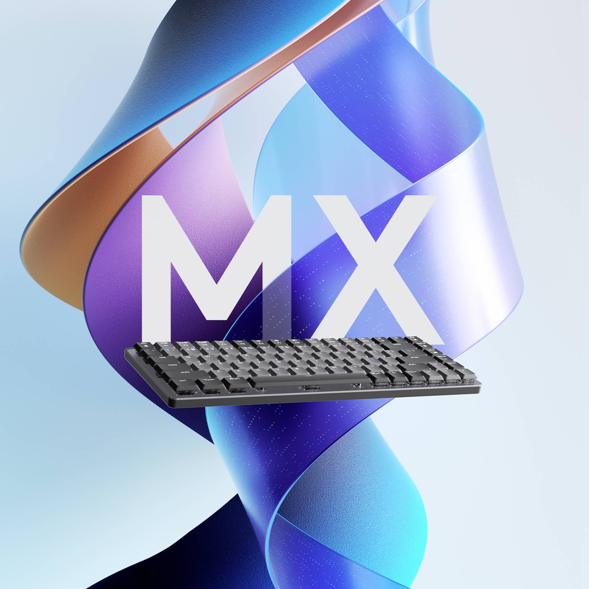 Logitech MX Mechanical Mini (Linear) Bluetooth®, Funk Tastatur Deutsch, QWERTZ Graphit Abnehmbares Kabel, Beleuchtet, Wiederaufladbar