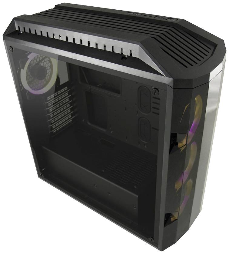 LC Power LC-998B-ON Midi-Tower Gaming-Gehäuse Schwarz 4 Vorinstallierte LED Lüfter, Für DIY Wasserkühlung geeignet, Seitenfenster, Staubfilter