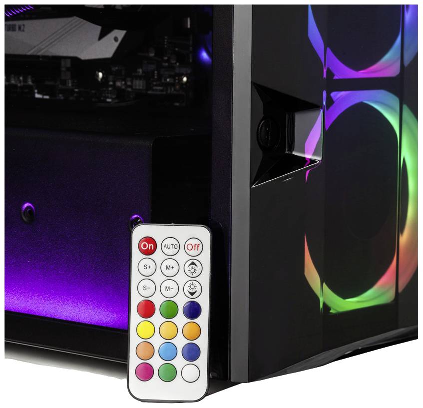 LC Power LC-998B-ON Midi-Tower Gaming-Gehäuse Schwarz 4 Vorinstallierte LED Lüfter, Für DIY Wasserkühlung geeignet, Seitenfenster, Staubfilter