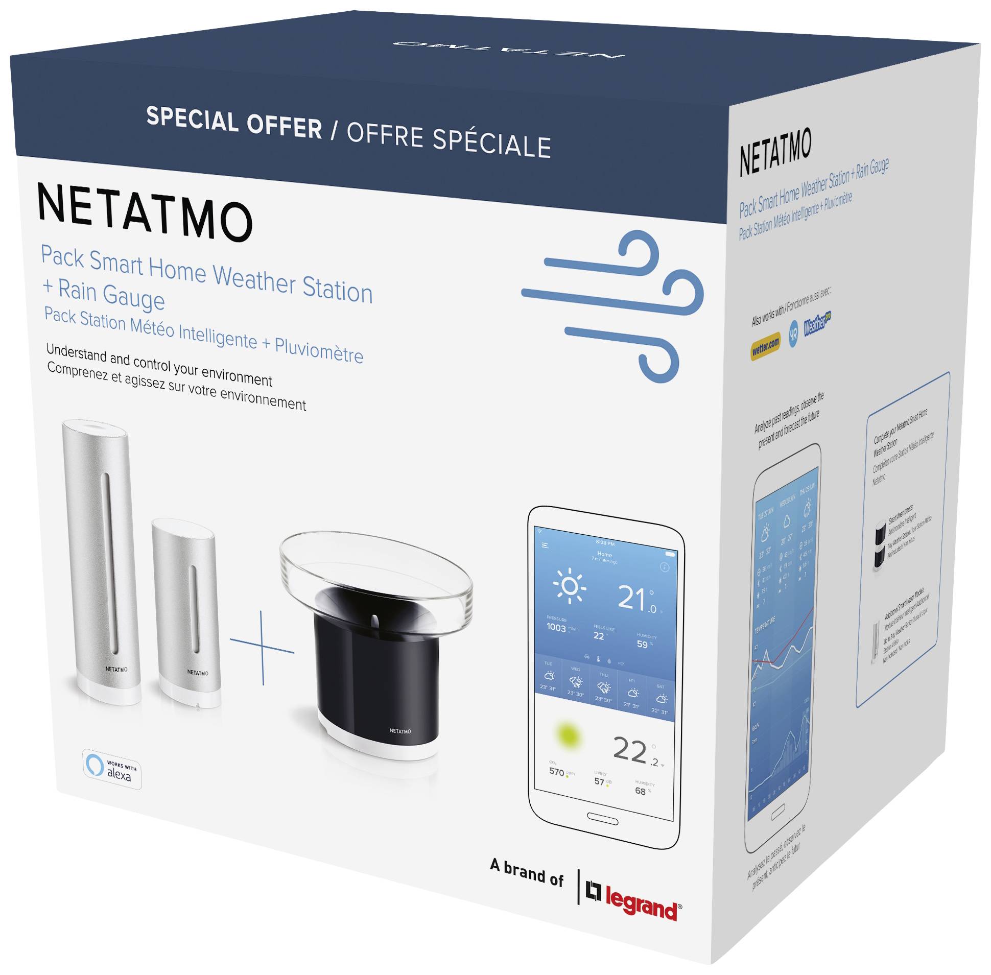 Netatmo Smart Bundle NBU-NWS-NRG-EU WLAN-Wetterstation Vorhersage für 6 Tage Anzahl Sensoren max. 5