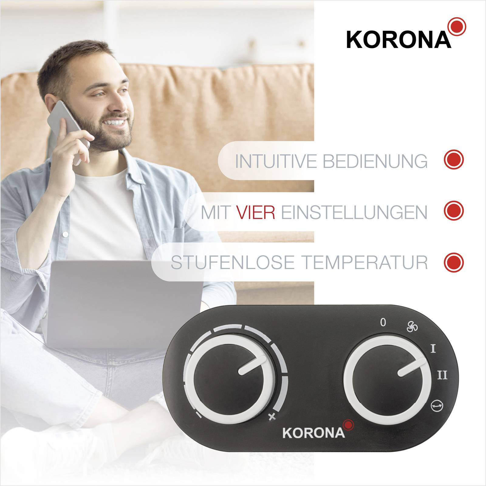 Korona 60001 Keramik-Heizlüfter 60001 Weiß/Schwarz