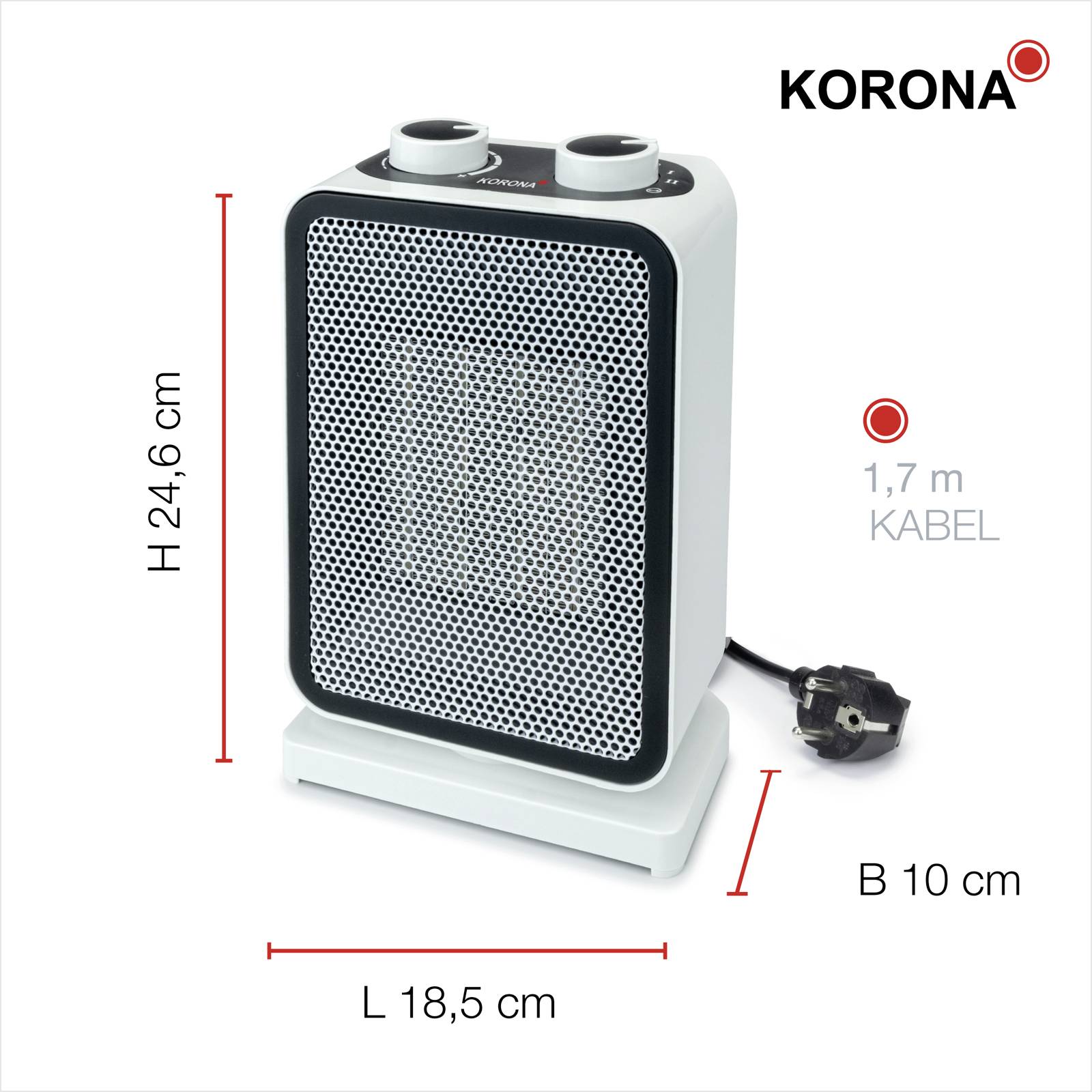 Korona 60001 Keramik-Heizlüfter 60001 Weiß/Schwarz