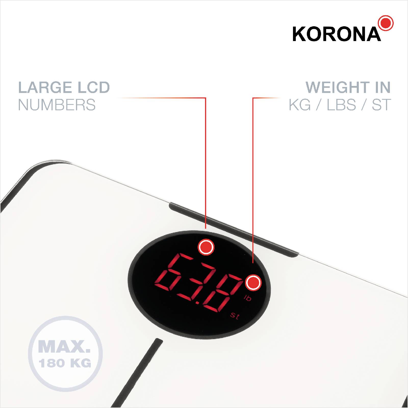 Korona SABRINA Personenwaage digital Wägebereich (max.)=180 kg Weiß