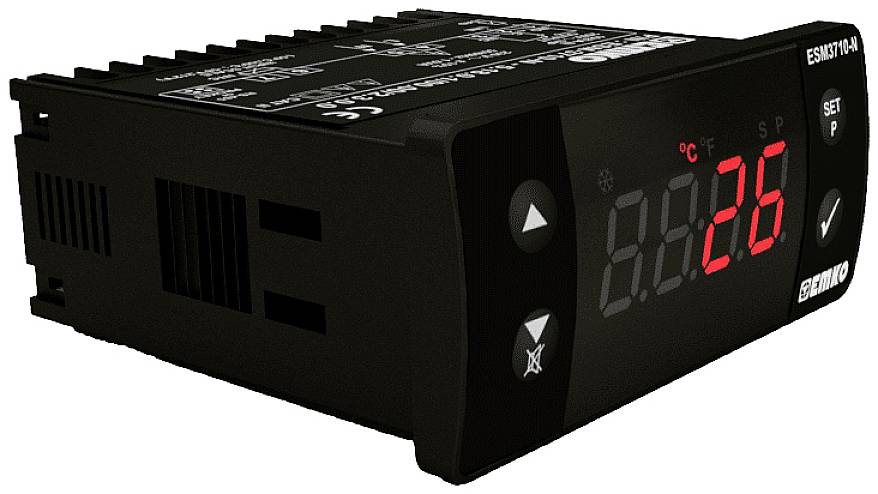 Digitales Temperaturregelgerät mit LED-Anzeige, zeigt '26°C'. Tasten zur Einstellung auf der Vorderseite. Schwarzes Gehäuse.