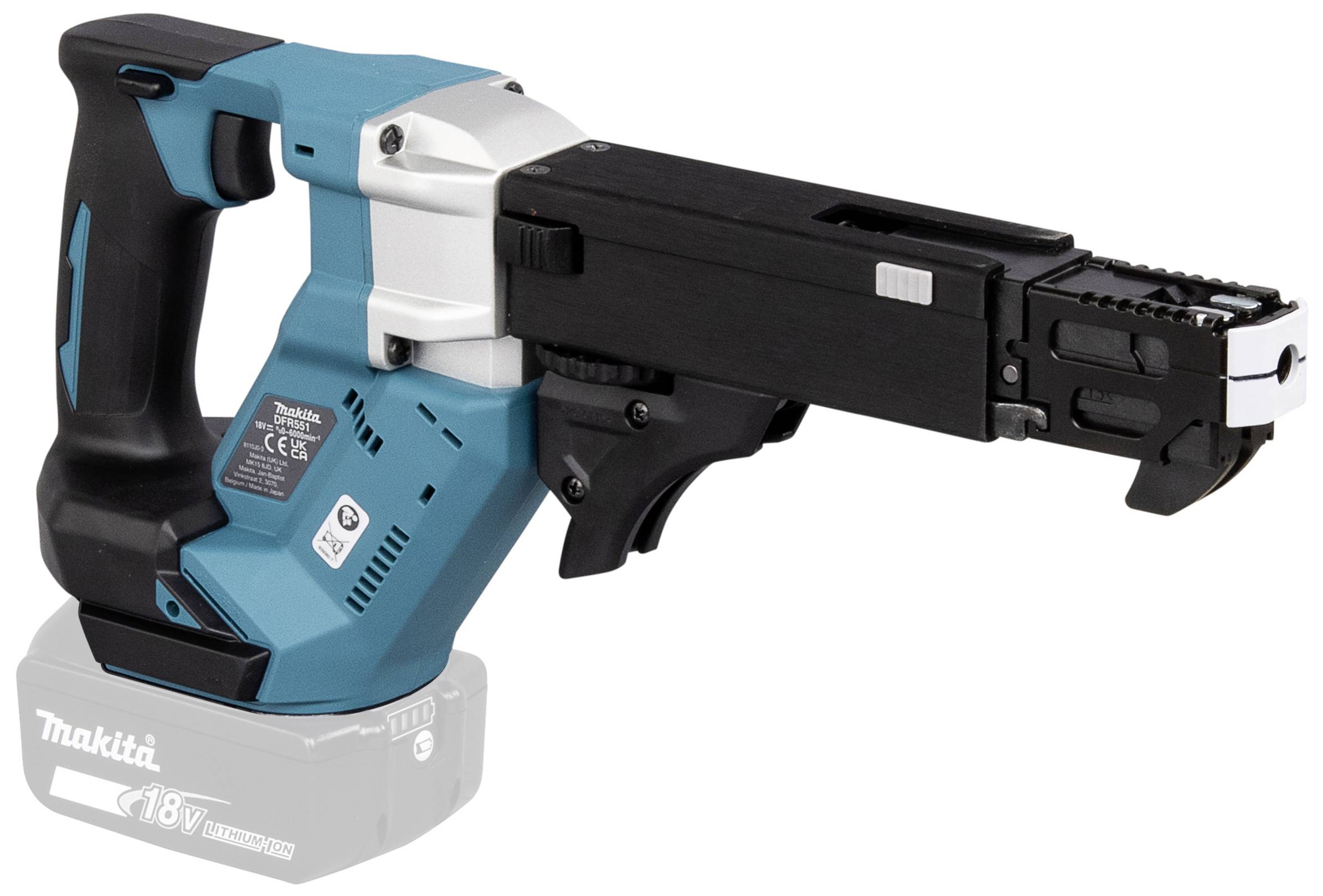 Akkubetriebener Schraubendreher mit ergonomischem Griff, blau-schwarz, ideal für Bauprojekte.