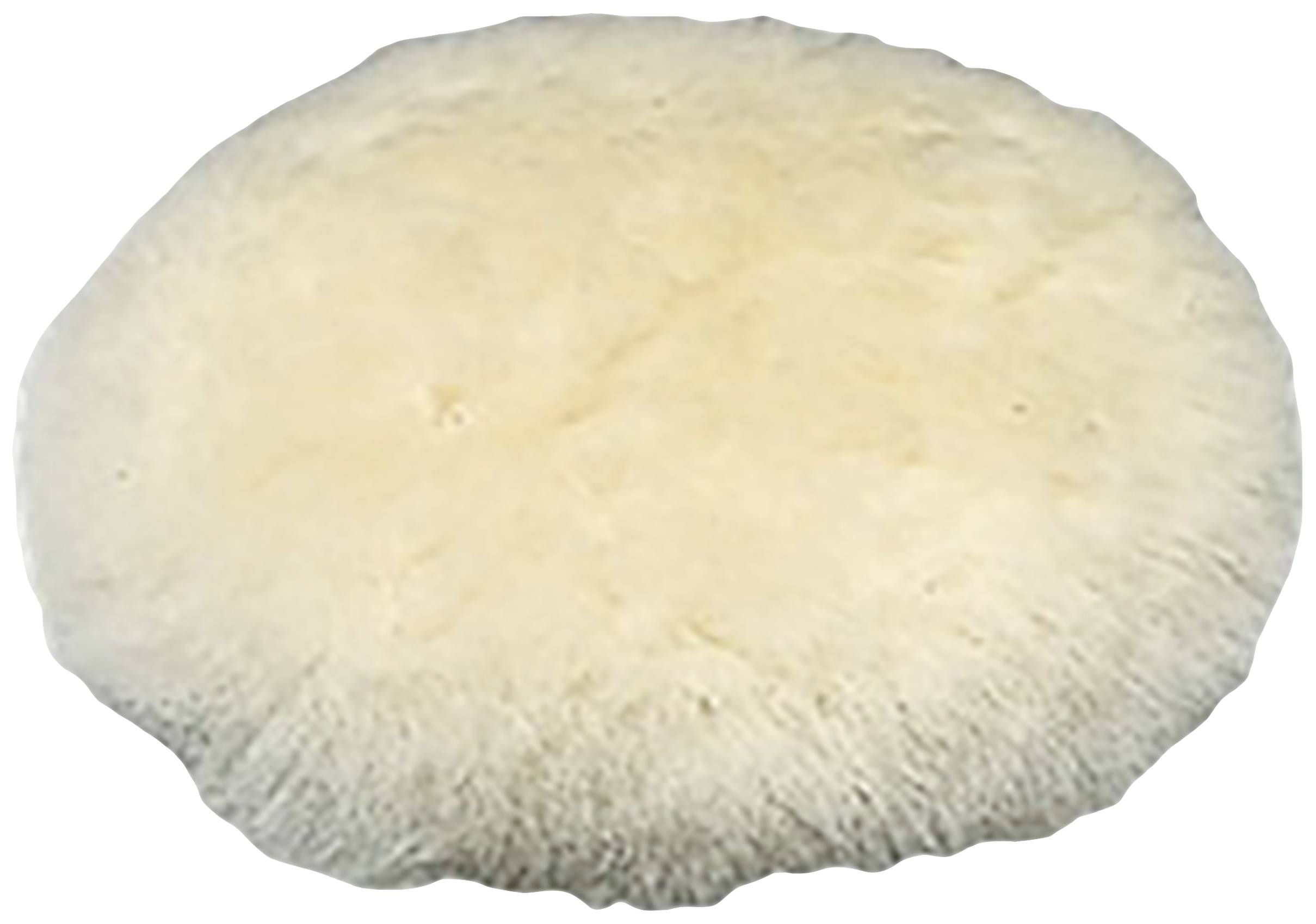 Runde, flauschige Fellmatte in Beige, oft als Kissen oder Teppich verwendet, bietet gemütlichen Komfort und stilvolle Dekoration.