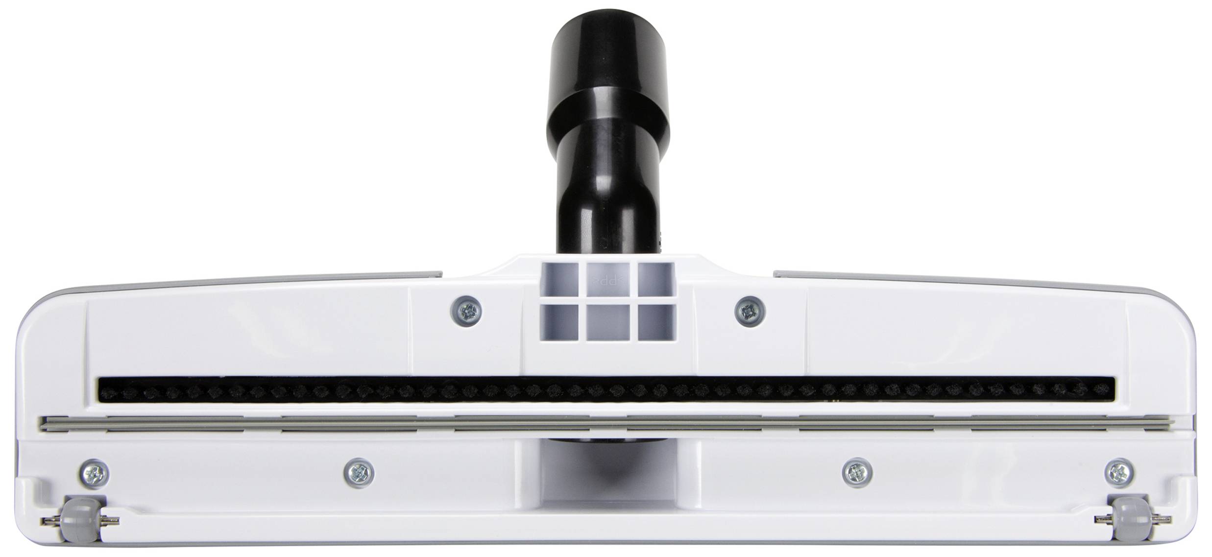 Bodendüse in Nahaufnahme, hauptsächlich weiß mit schwarzem Rohrverbindungsstück, geeignet für Fliesen- und Hartböden.
