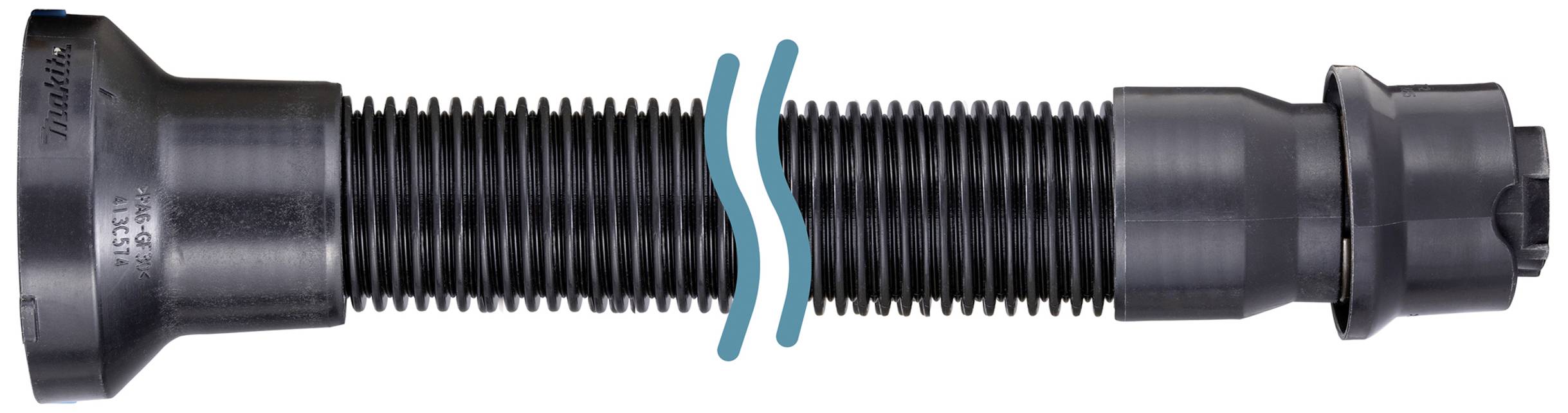 Schwarzes flexibles Abflussrohr mit geripptem Mittelteil und glatten Enden, geeignet für Sanitärinstallationen.