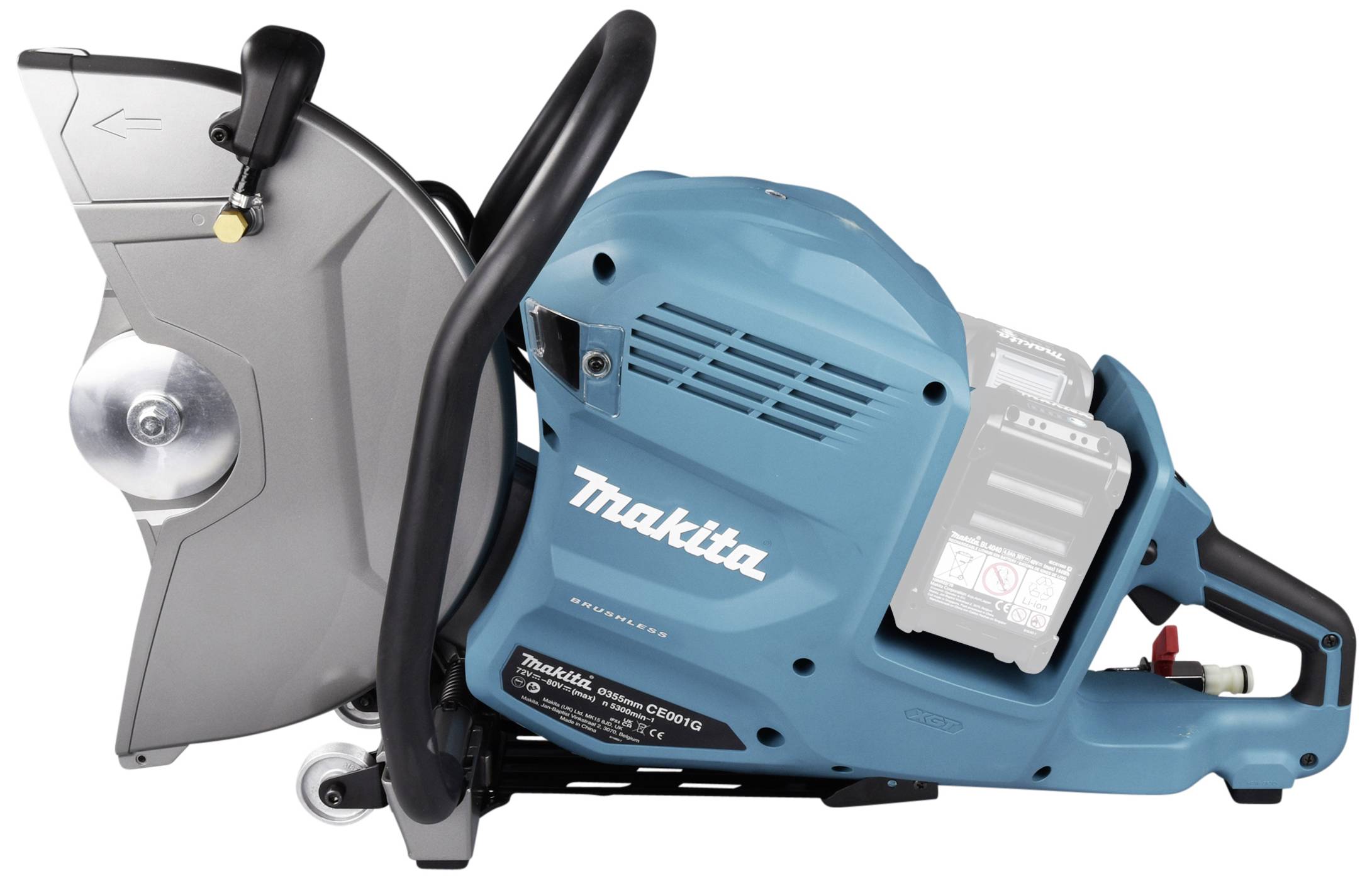 Eine blaue und graue elektrische Schneidemaschine von Makita, geeignet für Bau- und Renovierungsarbeiten.