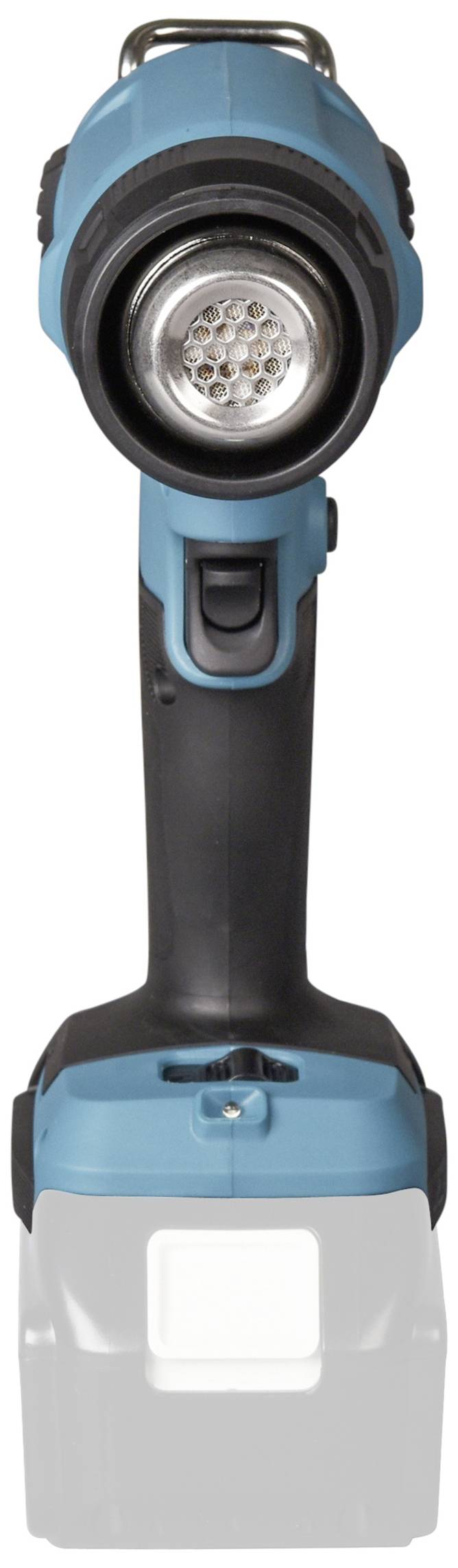 Blauer, tragbarer Akku-Schrauber mit ergonomischem Griff und LED-Licht an der Spitze, zur Nutzung bei Bauprojekten.