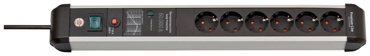 Brennenstuhl 1391010601 Überspannungsschutz-Steckdosenleiste Silber-Schwarz Schutzkontakt 1 St.