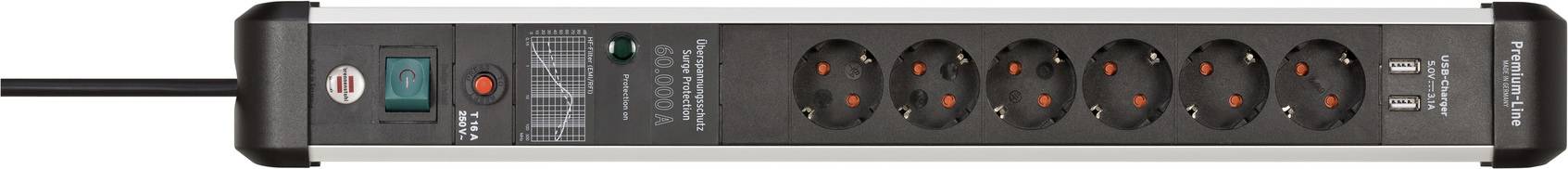 Brennenstuhl 1391010610 Überspannungsschutz-Steckdosenleiste Silber-Schwarz Schutzkontakt 1 St.