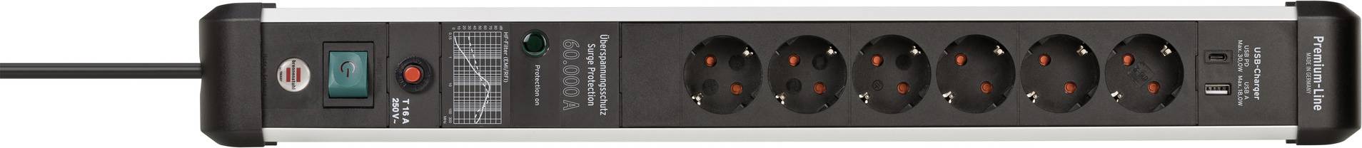 Brennenstuhl 1391010620 Überspannungsschutz-Steckdosenleiste Silber-Schwarz Schutzkontakt 1 St.