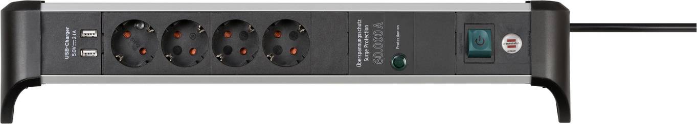 Brennenstuhl 1391020410 Überspannungsschutz-Steckdosenleiste Aluminium, Schwarz Schutzkontakt 1St.