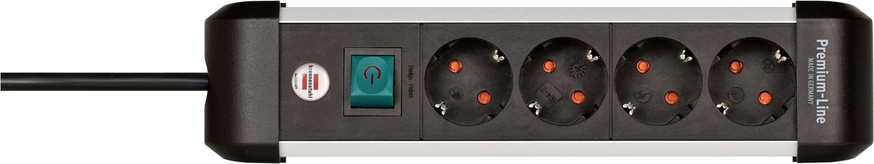 Brennenstuhl 1391030400 Steckdosenleiste mit Schalter Silber-Schwarz Schutzkontakt 1 St.