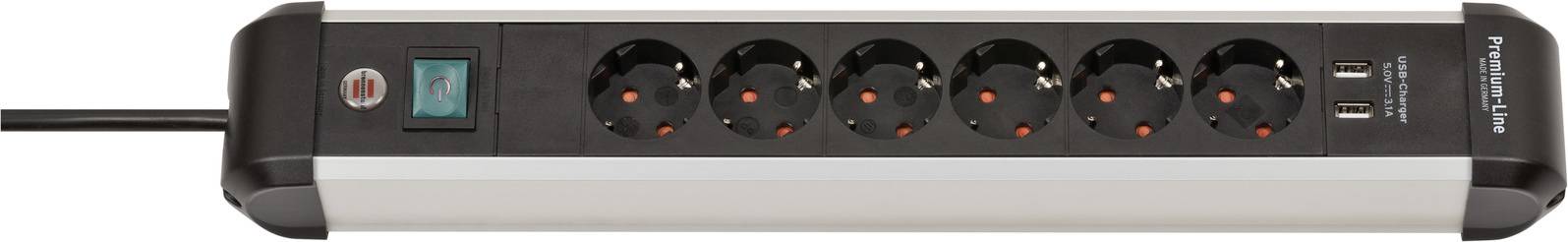 Brennenstuhl 1391030610 Steckdosenleiste mit Schalter Silber-Schwarz Schutzkontakt 1St.