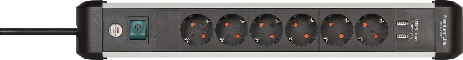 Brennenstuhl 1391030610 Steckdosenleiste mit Schalter Silber-Schwarz Schutzkontakt 1St.