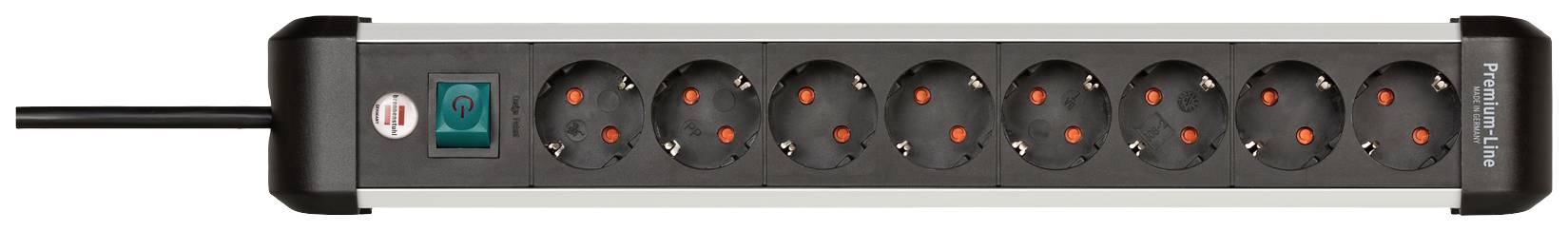 Brennenstuhl 1391030800 Steckdosenleiste mit Schalter Silber-Schwarz Schutzkontakt 1 St.