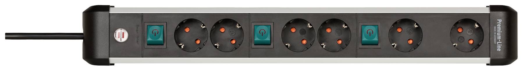 Brennenstuhl 1391030601 Steckdosenleiste mit Schalter Silber-Schwarz Schutzkontakt 1 St.