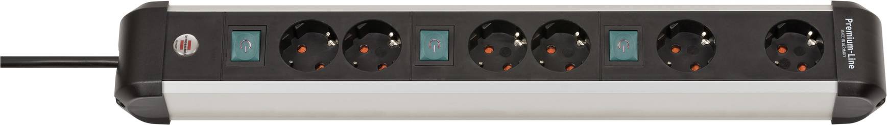 Brennenstuhl 1391030601 Steckdosenleiste mit Schalter Silber-Schwarz Schutzkontakt 1St.