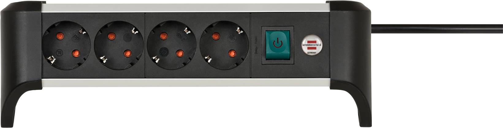 Brennenstuhl 1391040400 Steckdosenleiste mit Schalter Silber-Schwarz Schutzkontakt 1St.