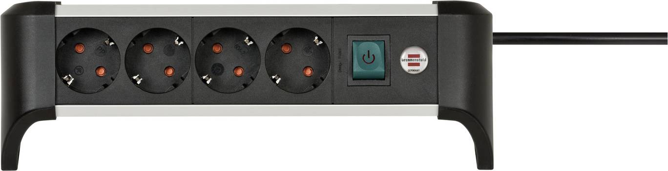 Brennenstuhl 1391040400 Steckdosenleiste mit Schalter Silber-Schwarz Schutzkontakt 1 St.