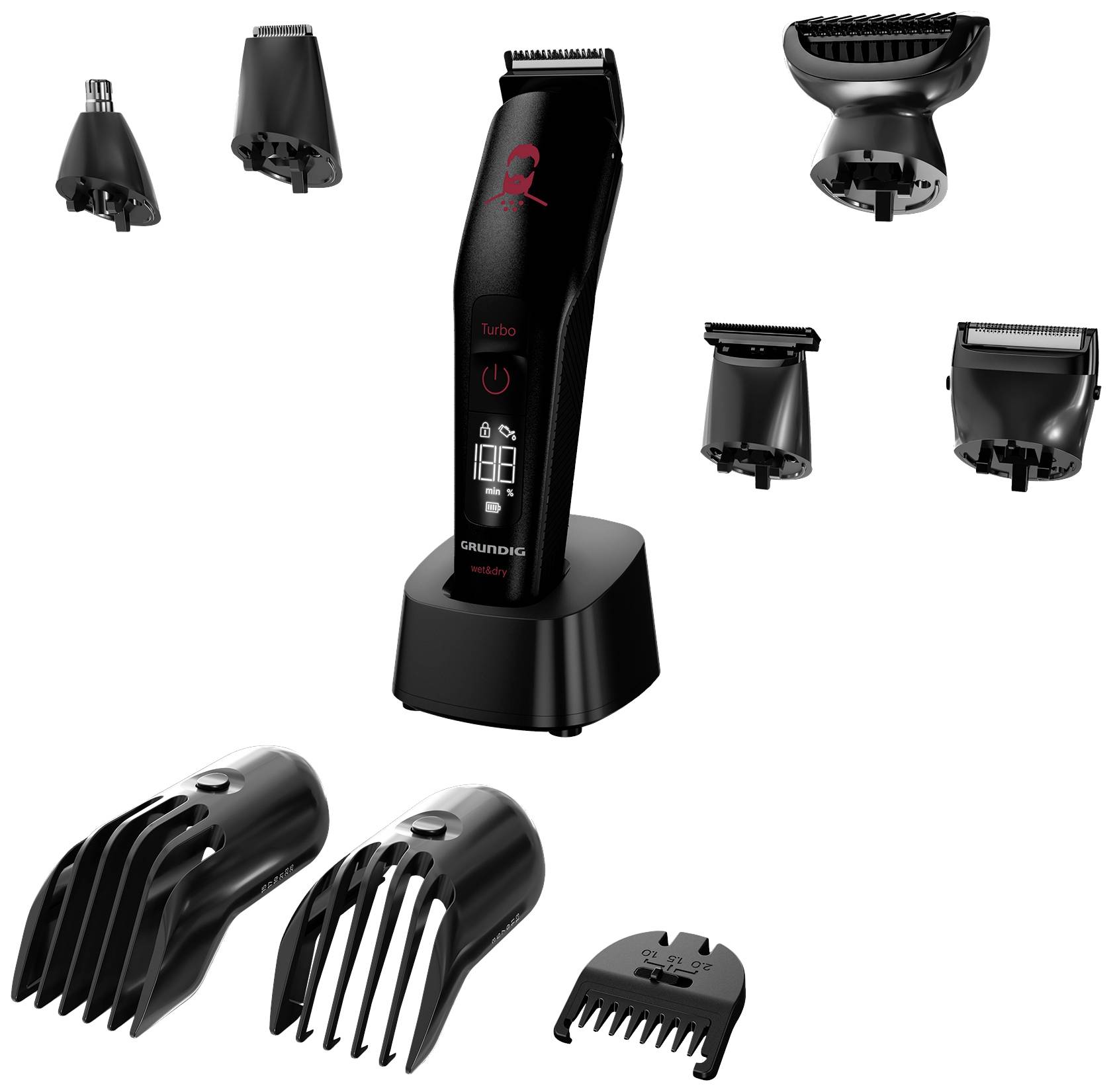 Grundig MGK 9030 Haarschneider, Bartschneider USB-Ladefunktion Schwarz